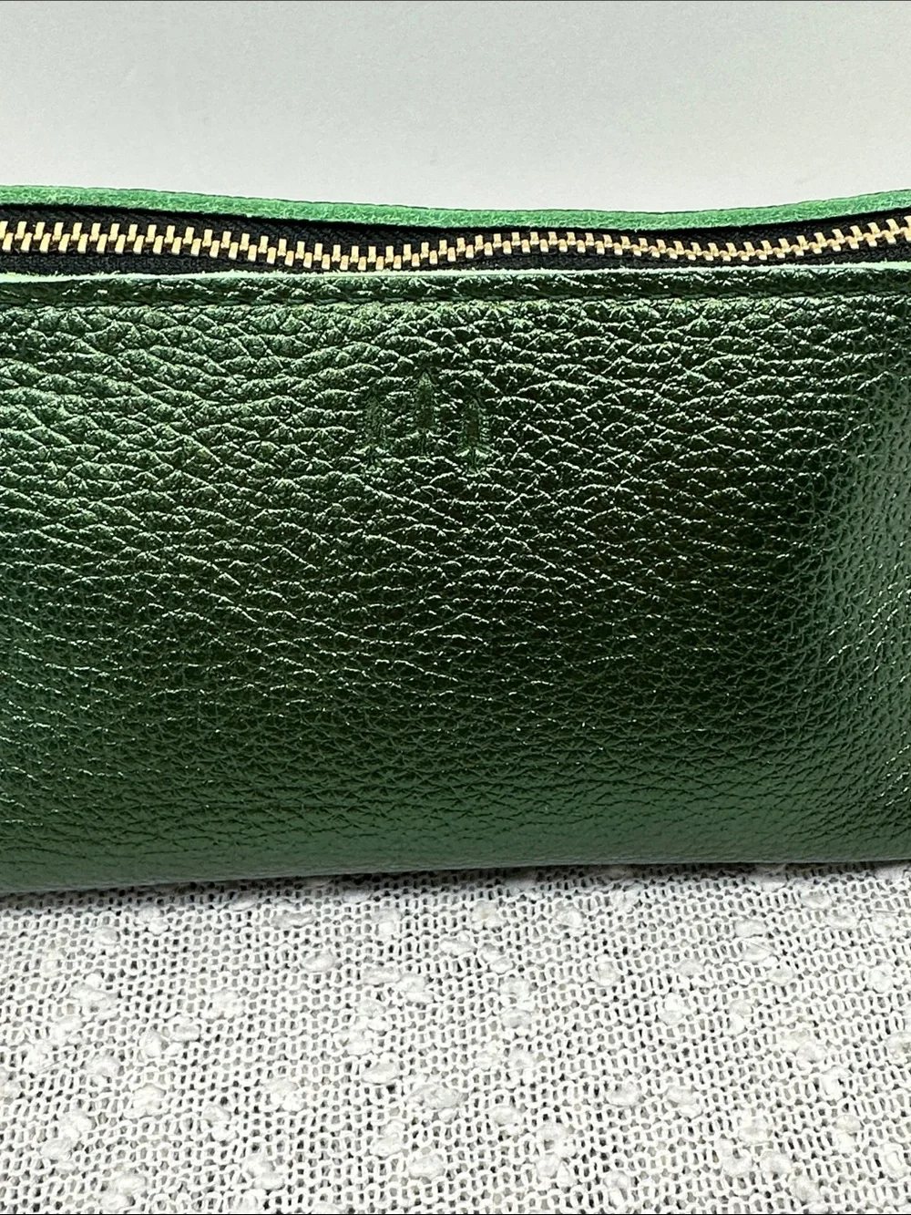 PORTLAND LEATHER GOODS Greench gorgeous Metallic green color Wide Mouth Pouch